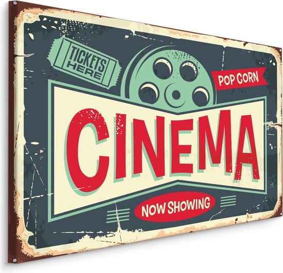 Schilderij - Cinema, Reclame Uiting, tekstbord, Premium Print