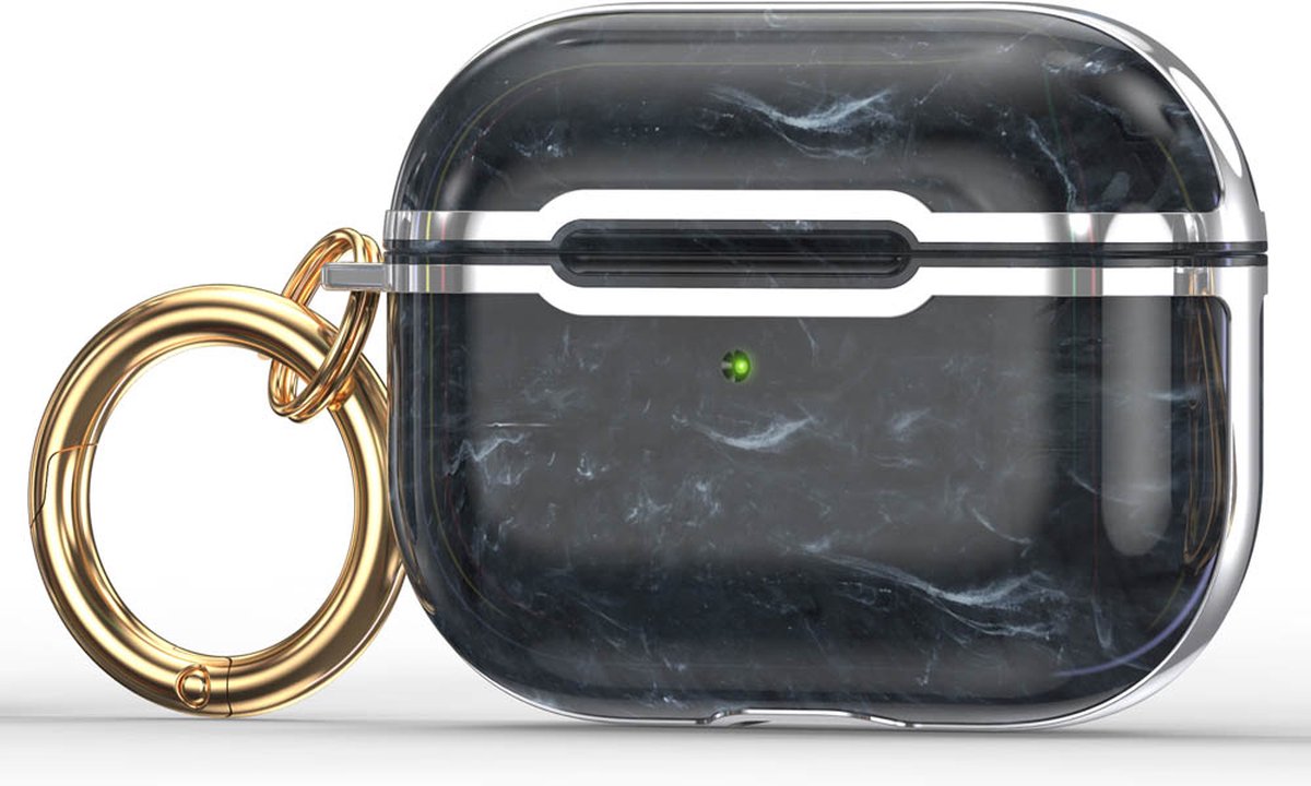 Case cover - Apple Airpods 3 - zwart zilver - siliconen marmer