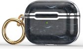 Case Cover geschikt voor geschikt voor Apple Airpods 3 - Siliconen marmer patroon Zwart - Zilver | Watchbands-shop.nl