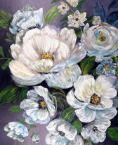 Maison de France - Canvas Olieverf schilderij - witte bloemen - 2 - olieverf - 132 × 165 cm