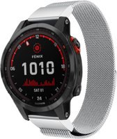 Milanees Smartwatch bandje - Geschikt voor  Garmin Fenix 7 Milanese band - zilver - Strap-it Horlogeband / Polsband / Armband