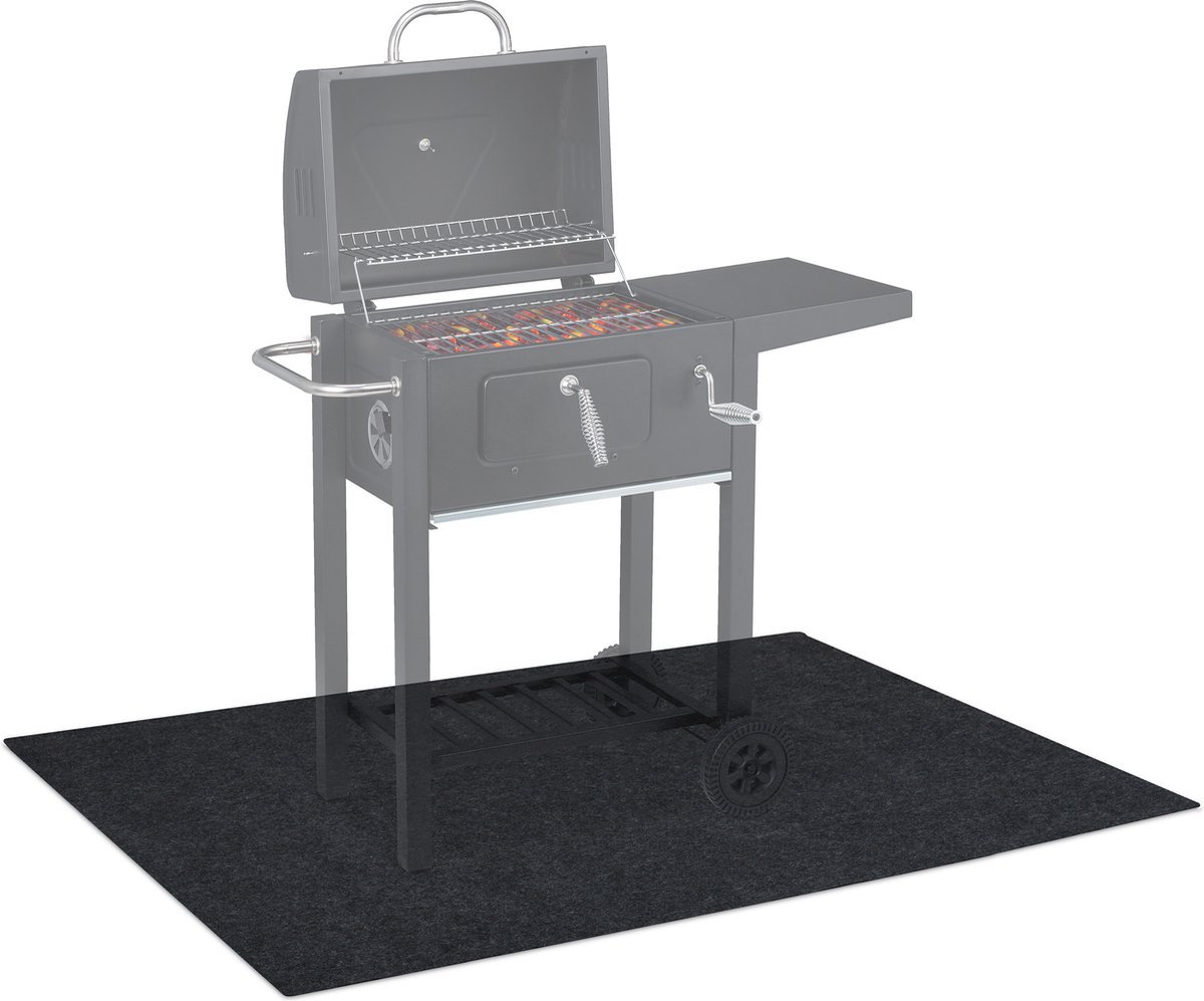 bbq mat - outdoor - 120 x 100 cm - slipvaste onderzijde - wasbaar - antraciet