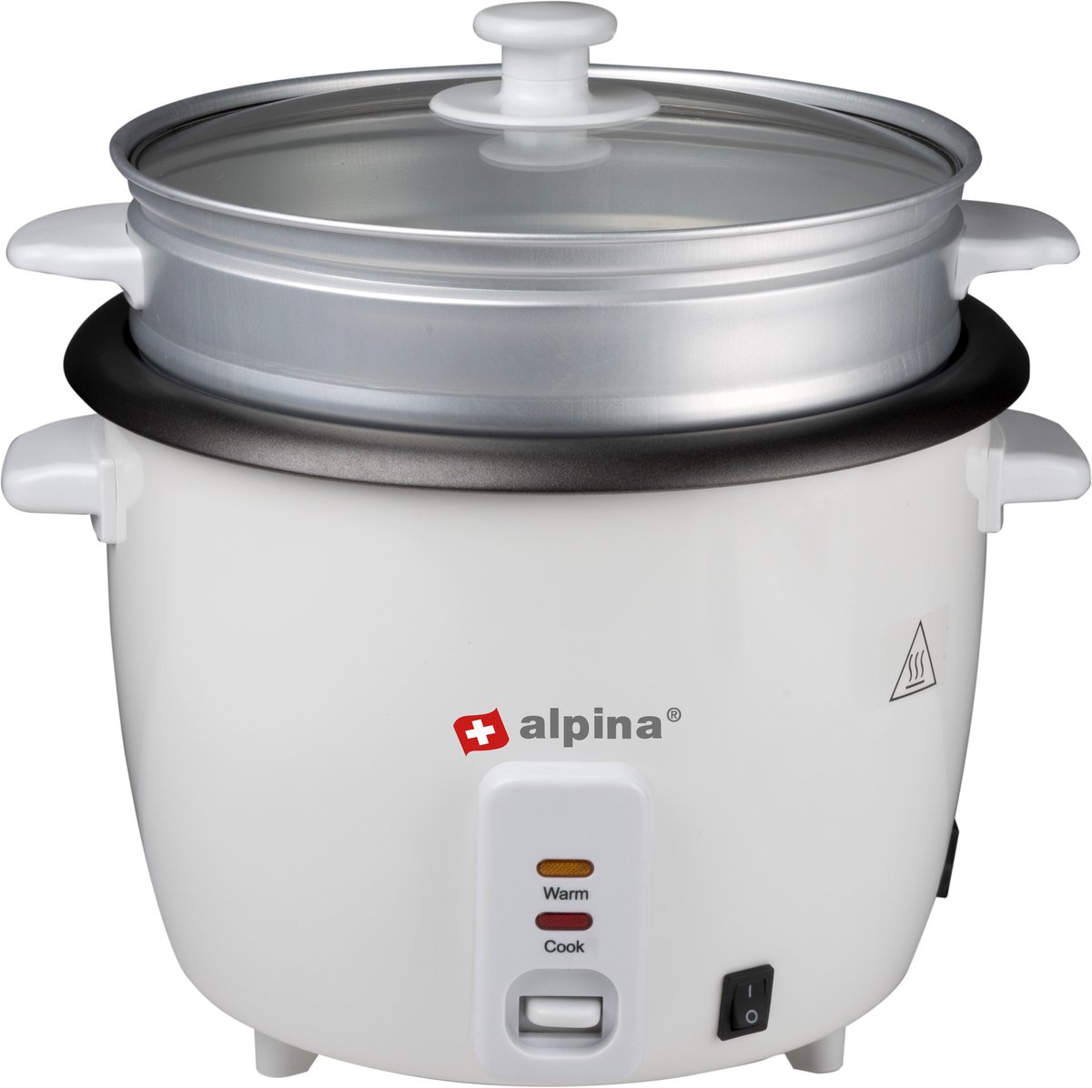 Bol.com Alpina Rijstkoker - 1,8 Liter - 700 Watt - Stomer voor Groente - Warmhoudfunctie - Wit aanbieding