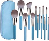 Luxe Make Up Kwasten Set 13 Stuks - voor Oogschaduw, Wenkbrauwen & Eyeliner - Aluminium, Hout en Nylon Haar - Kwastenset - Makeup