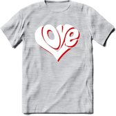 Love - Valentijn T-Shirt | Grappig Valentijnsdag Cadeautje voor Hem en Haar | Dames - Heren - Unisex | Kleding Cadeau | - Licht Grijs - Gemaleerd - XL