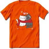 Sweet Time - Valentijn T-Shirt | Grappig Valentijnsdag Cadeautje voor Hem en Haar | Dames - Heren - Unisex | Kleding Cadeau | - Oranje - 3XL