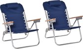 Outsunny Set van 2 campingstoelen klapstoel met 7 verstelbare postities armleuningen oxford stof 84B-616