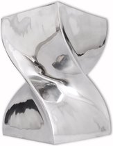 Decoways - Kruk/bijzettafel in gedraaide vorm zilver aluminium