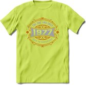 1977 The One And Only T-Shirt | Goud - Zilver | Grappig Verjaardag  En  Feest Cadeau | Dames - Heren | - Groen - 3XL