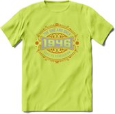 1946 The One And Only T-Shirt | Goud - Zilver | Grappig Verjaardag  En  Feest Cadeau | Dames - Heren | - Groen - 3XL