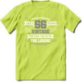 56 Jaar Legend T-Shirt | Zilver - Wit | Grappig Verjaardag en Feest Cadeau | Dames - Heren - Unisex | Kleding Kado | - Groen - XL