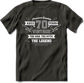 70 Jaar Legend T-Shirt | Zilver - Wit | Grappig Verjaardag en Feest Cadeau | Dames - Heren - Unisex | Kleding Kado | - Donker Grijs - M