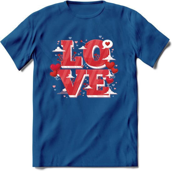Love - Valentijn T-Shirt | Grappig Valentijnsdag Cadeautje voor Hem en Haar | Dames - Heren - Unisex | Kleding Cadeau | - Donker Blauw - 3XL