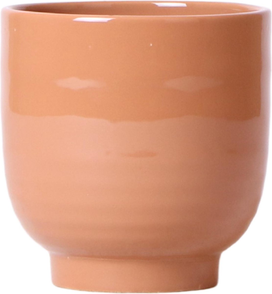 Kolibri Home | Glazed bloempot - Cognac keramieken sierpot met glans - Ø12cm