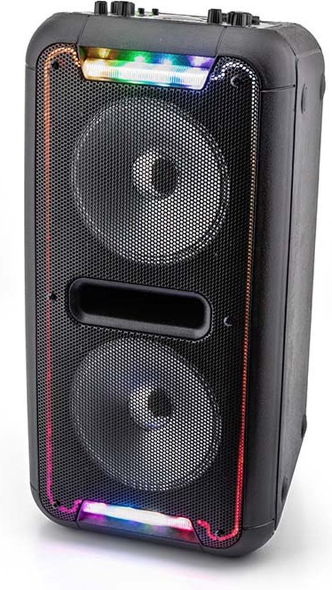 Caliber-Party-Medium - Draadloze Party speaker met Bluetooth® technologie, Accu, Microfoon, USB en Verlichting - Zwart