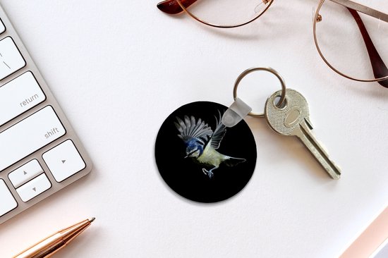 Porte-clés - Pimpelmees sur fond noir - Plastique - Rond