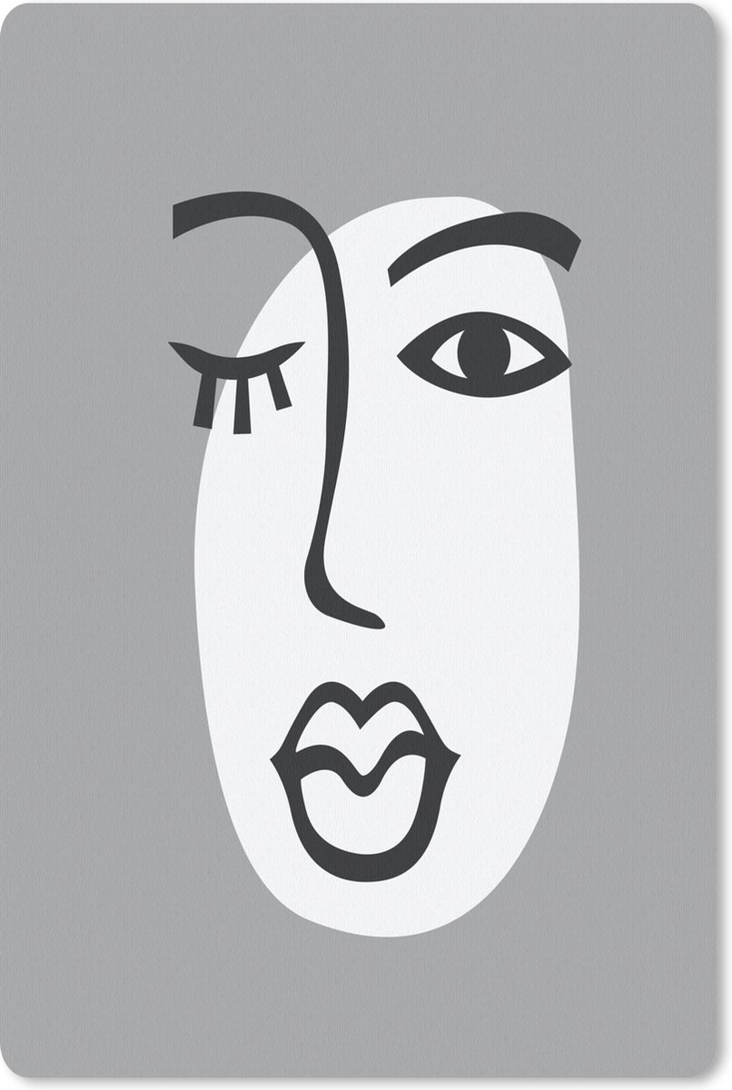 Muismat - Mousepad - Gezicht - Vrouw - Zwart - Wit - 18x27 cm