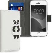 kwmobile telefoonhoesje voor Apple iPhone SE (1.Gen 2016) / 5 / 5S - Hoesje met pasjeshouder in zwart / groen / wit - design