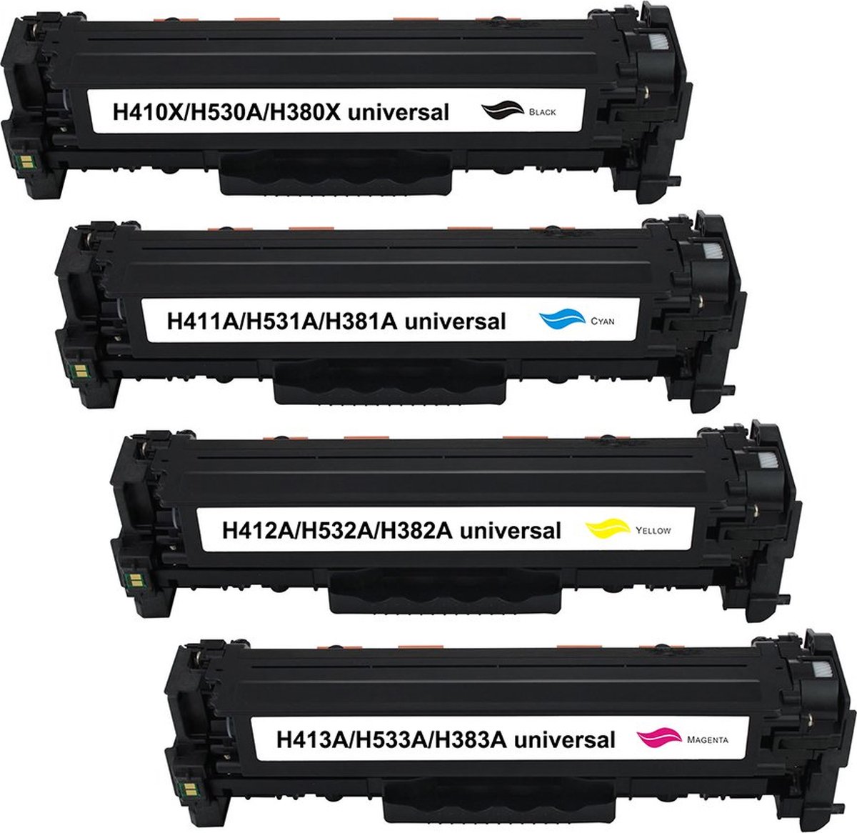 HP CE410X CC530A CF380X 718K Toner Set 4-pack Zwart Cyaan Magenta Geel - HP inktcartridge Compatible - CP2025 CP2025N Pro 300 M351A MFP M375nw Pro 400 M451 M475 - CE410X compatible 718K