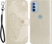 Uilen Book Case - Motorola Moto G31 / G41 Hoesje - Goud