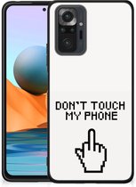 Hoesje Xiaomi Redmi Note 10 Pro Leuk TPU Back Case met Zwarte rand Finger Don't Touch My Phone