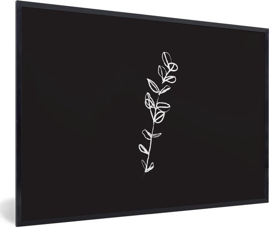 Photo dans le cadre - Cadre photo plant oblique illustration botanique en ligne noir sans support 120x80 cm - Affiche dans le cadre (Décoration murale salon / chambre)