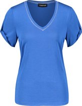 TAIFUN Dames Basic shirt met geraffineerde korte mouwen