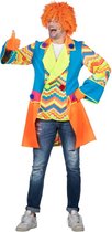 Wilbers & Wilbers - Clown & Nar Kostuum - Enorm Grappige Kleurrijke Clown Thijs Man - Multicolor - Maat 60 - Carnavalskleding - Verkleedkleding