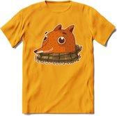 Casual vos T-Shirt Grappig | Dieren honden Kleding Kado Heren / Dames | Animal Skateboard Cadeau shirt - Geel - 3XL