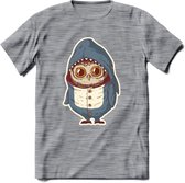 Casual haai uil T-Shirt Grappig | Dieren vissen uilen Kleding Kado Heren / Dames | Animal Skateboard Cadeau shirt - Donker Grijs - Gemaleerd - S