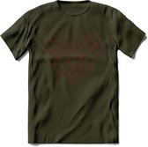 Hart - Valentijn T-Shirt | Grappig Valentijnsdag Cadeautje voor Hem en Haar | Dames - Heren - Unisex | Kleding Cadeau | - Leger Groen - L