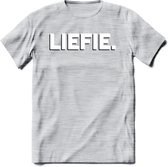 Liefie - Valentijn T-Shirt | Grappig Valentijnsdag Cadeautje voor Hem en Haar | Dames - Heren - Unisex | Kleding Cadeau | - Licht Grijs - Gemaleerd - L