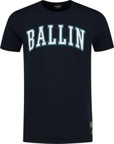 Ballin Amsterdam -  Heren Slim Fit   T-shirt  - Blauw - Maat XL