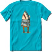 Casual haai matroos T-Shirt Grappig | Dieren vissen Kleding Kado Heren / Dames | Animal Skateboard Cadeau shirt - Blauw - L