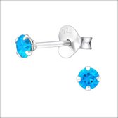 Aramat jewels ® - Kinder oorbellen rond zirkonia 925 zilver zwitserse blauwe topaas 3mm