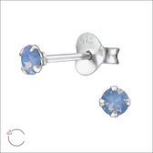 Aramat jewels ® - Mini oorbellen opaal blauw kristal 925 zilver 3mm