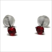 Aramat jewels ® - Zirkonia zweerknopjes hartje 3mm oorbellen donker rood chirurgisch staal