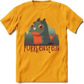 Monster van Purrkenstein T-Shirt Grappig | Dieren katten halloween Kleding Kado Heren / Dames | Animal Skateboard Cadeau shirt - Geel - XXL