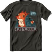 Graaf catracula T-Shirt Grappig | Dieren katten halloween Kleding Kado Heren / Dames | Animal Skateboard Cadeau shirt - Donker Grijs - XL