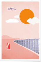 JUNIQE - Poster La Baule -20x30 /Rood & Roze