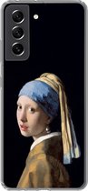 Geschikt voor Samsung Galaxy S21 FE hoesje - Meisje met de parel - Vermeer - Kunst - Siliconen Telefoonhoesje