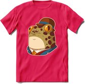 Fancy frog T-Shirt Grappig | Dieren rijke kikker Kleding Kado Heren / Dames | Animal Skateboard Cadeau shirt - Roze - S