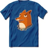 Casual vos T-Shirt Grappig | Dieren fox Kleding Kado Heren / Dames | Animal Skateboard Cadeau shirt - Donker Blauw - M
