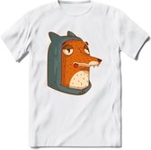 Hoodie fox T-Shirt Grappig | Dieren vos Kleding Kado Heren / Dames | Animal Skateboard Cadeau shirt - Wit - XXL