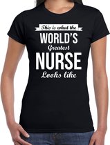 Worlds greatest nurse cadeau t-shirt zwart voor dames - Cadeau verjaardag t-shirt zuster / verpleegkundige XL