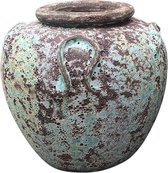 PTMD  damian turquoise keramiek kruik pot rond