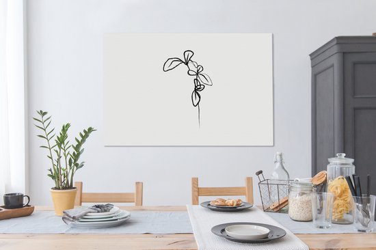Tableau sur toile Fleurs - Plantes - Dessin au Line - 120x80 cm - Décoration murale