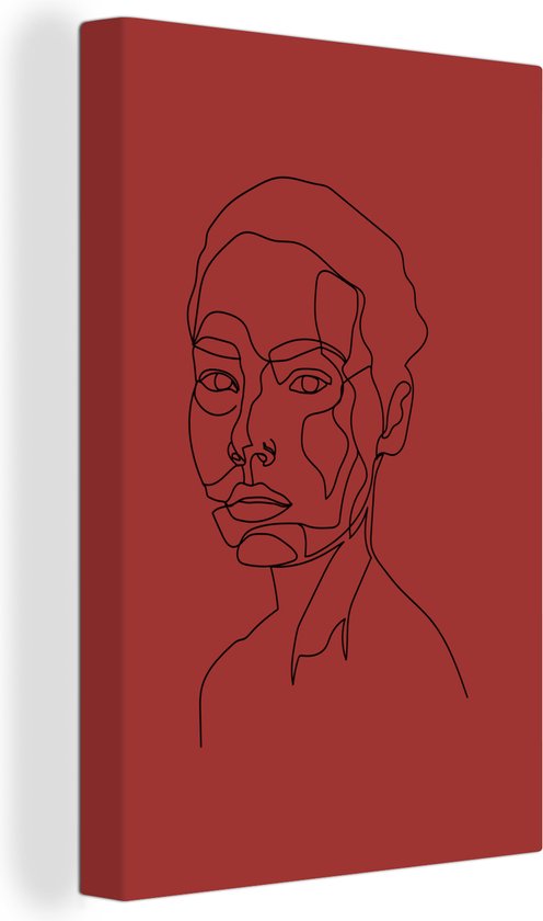 Peinture sur Toile Rouge - Femmes - Dessin au trait - Line cm - Décoration murale