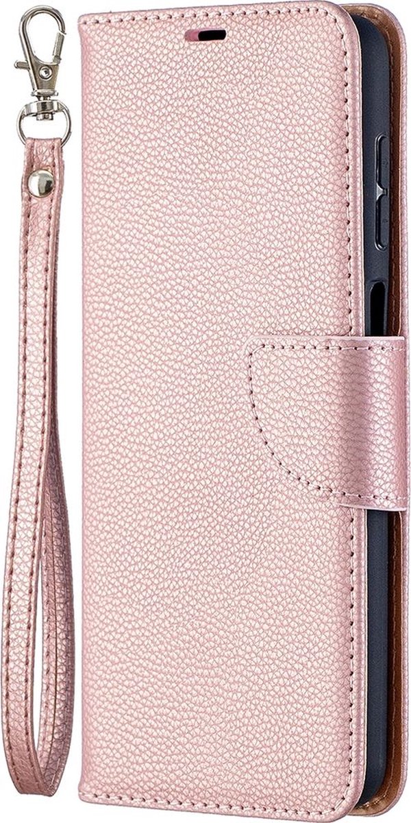 Mobigear Telefoonhoesje geschikt voor Samsung Galaxy A12 Hoesje | Mobigear Excellent Bookcase Portemonnee | Pasjeshouder voor 2 Pasjes | Telefoonhoesje voor Pinpas / OV Kaart / Rijbewijs - Roségoud