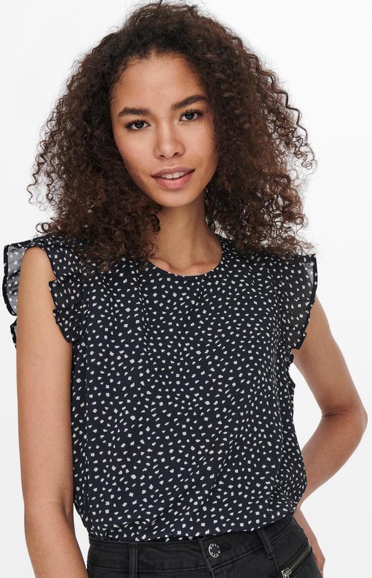 Ann Star S L Frill Top Night Sky Aop Dot